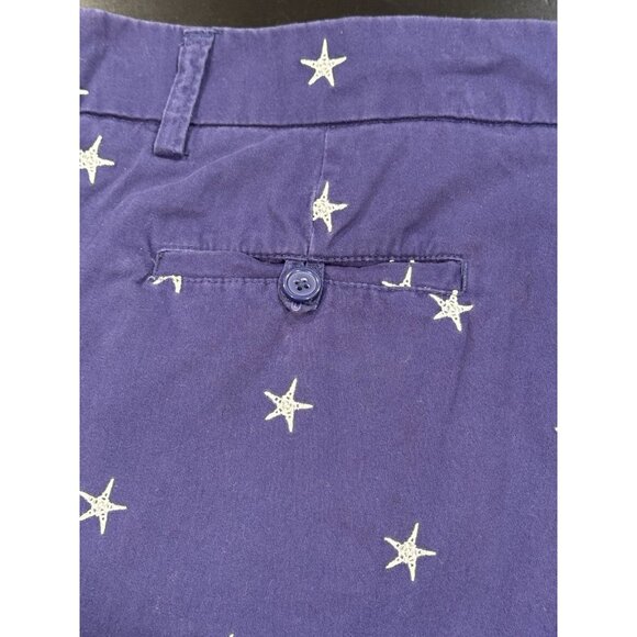 British Khaki Americana Mid Rise Blue Embroidered Stars Shorts Womens size 12 - Picture 4 of 10